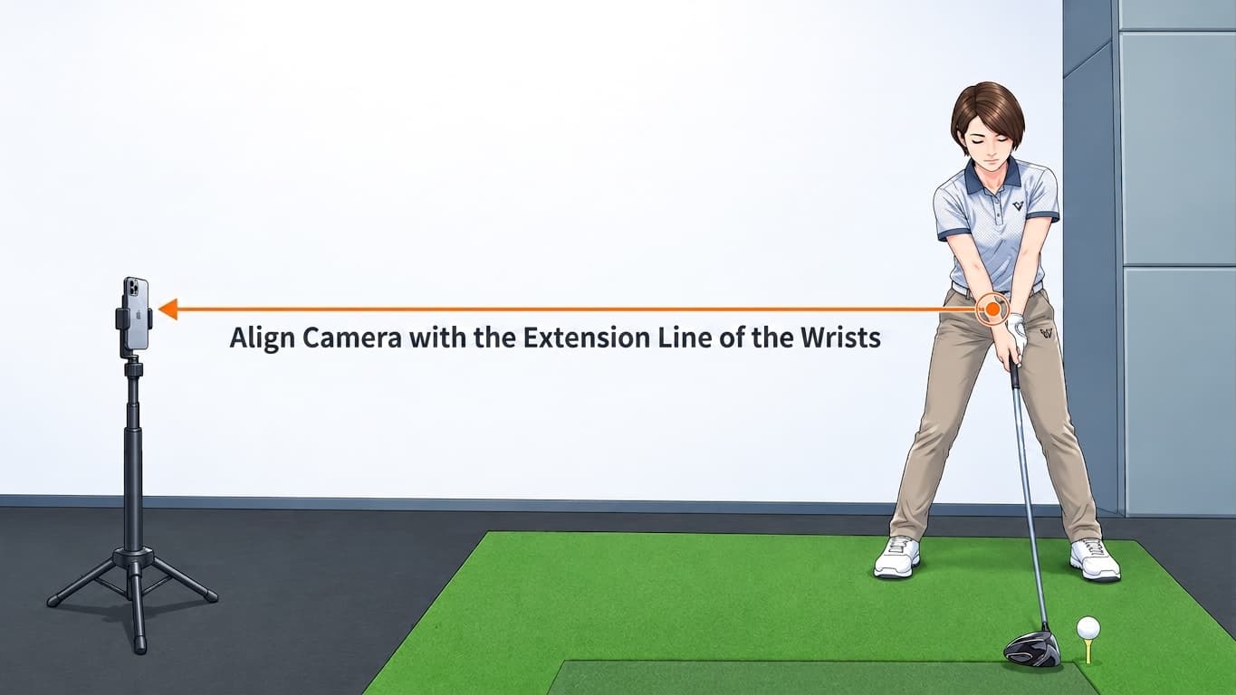 Side-view swing setup with the iPhone camera aligned with the extension line of the wrists